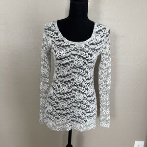 Maurices White Floral Lace Blouse